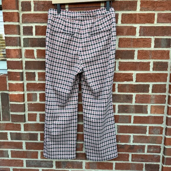Sanctuary Carnaby Kick Crop Pants Large Plaid Tan Black Red Pull On - Picture 2 of 12